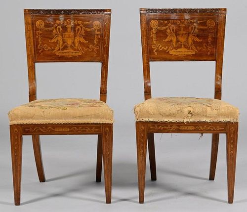 PAIR EUROPEAN MARQUETRY SIDE CHAIRSPair 389759