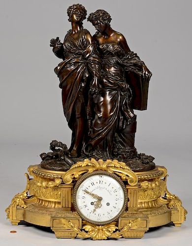 LARGE FRENCH BRONZE FIGURAL CLOCK  389807