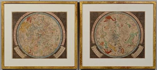 PAIR OF BAROQUE CELESTIAL MAPS,
