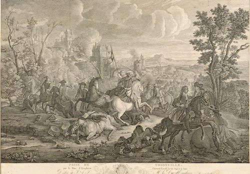 FRENCH BATTLE SCENE ENGRAVING,