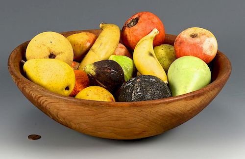 20 PCS STONE FRUIT W WOODEN BOWLGrouping 38981e