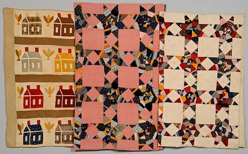 3 QUILTS SCHOOLHOUSE AND STAR 38982e