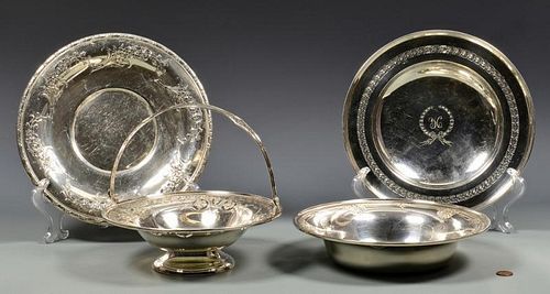 STERLING SILVER BASKET, BOWLS AND
