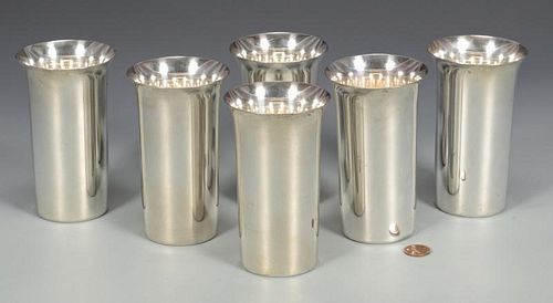 6 SILVER BEAKERSSet of 6 silver beakers,