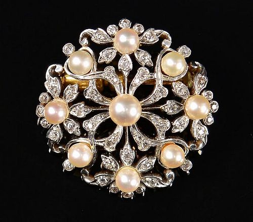 18K TIFFANY PEARL AND DIAMOND PIN18k 389886