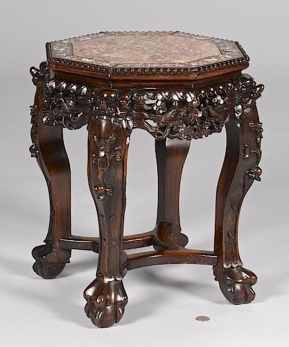 CHINESE CARVED OCTAGONAL TABLEChinese 3898a4