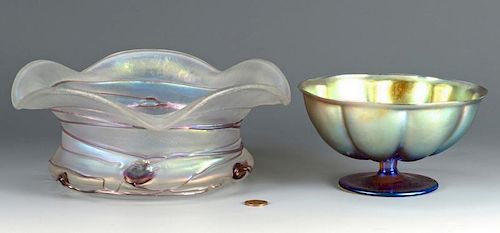 2 ART GLASS BOWLS, 1 POSS. STEUBEN1st