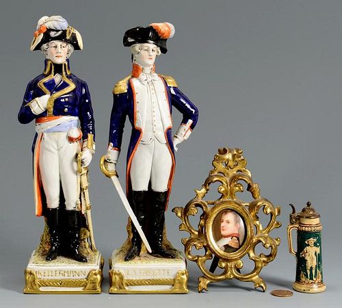 NAPOLEON PORTRAIT, 2 SOLDIER FIGURES