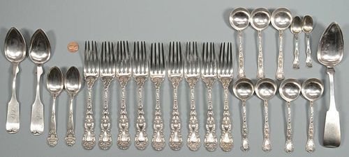 23 PCS STERLING AND COIN FLATWARE