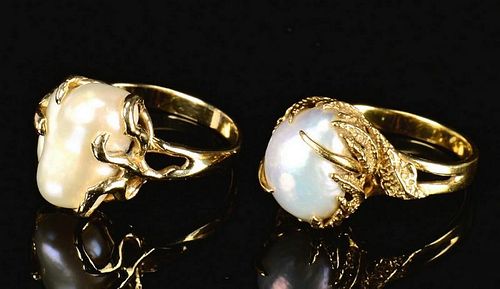 18K 14K BAROQUE PEARL RINGS1st 389987