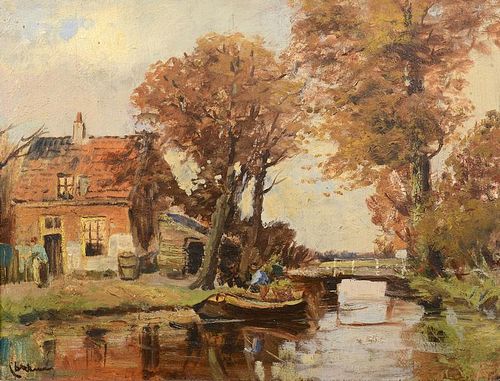 DUTCH OIL ON BOARD HOMESTEAD SCENEOil 389a19