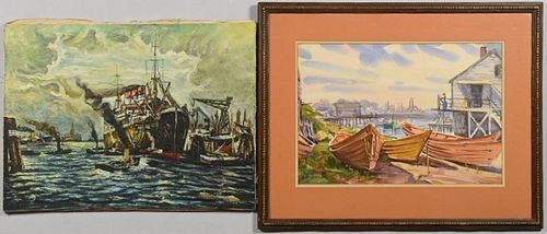 2 HARBOR SCENE PAINTINGS1st item  389a1a