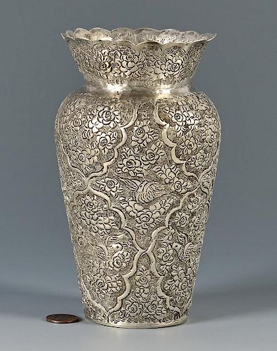 KASHMIRI OR INDIAN SILVER VASEHandwrought 389a31