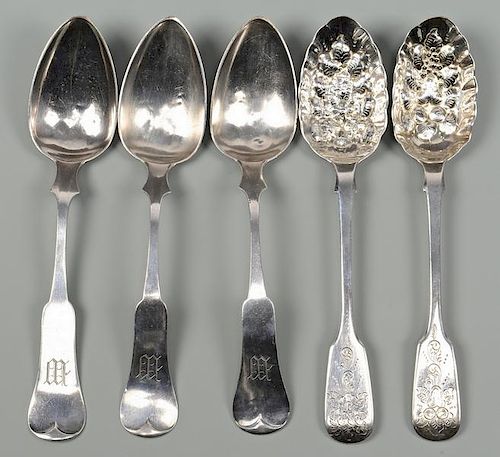 5 STERLING SERVING SPOONS1st group  389a4b