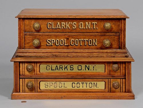 TWO CLARK S ADVERTISING SPOOL CABINETSTwo 389a62
