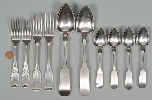 10 PCS GEORGIA RELATED COIN SILVER FLATWARE10