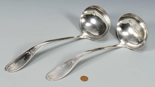 2 E A TYLER COIN SILVER LADLES  389adb