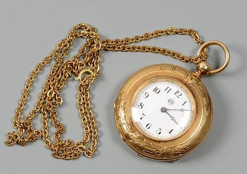 18K WALTHAM LADY S POCKET WATCHAmerican 389ae0