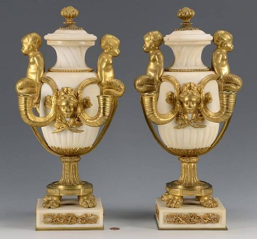 FRENCH MARBLE URNS ORMOLU MOUNTSPair 389b56