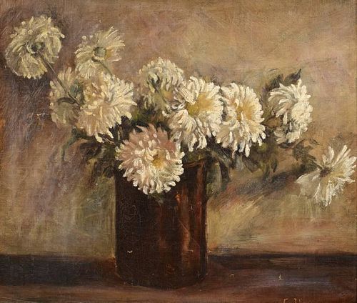 CARRIE HILL STILL LIFE OF ZINNIAS 389b76