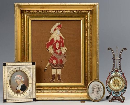 MINIATURE PORTRAITS, CLOCK, AND