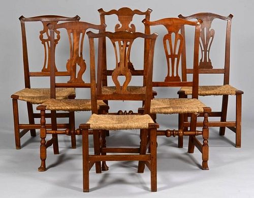 6 CHIPPENDALE COUNTRY SIDE CHAIRS  389b91