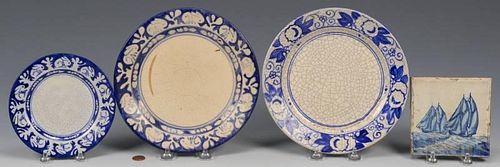 3 DEDHAM PLATES 1 DELFT TILEGrouping 389bcd