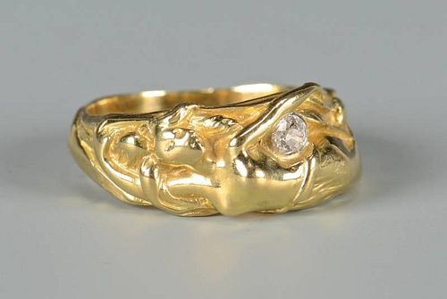 18K ART NOUVEAU FEMALE NUDE RING18K 389bfb