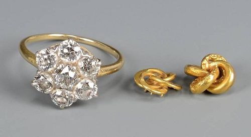 18K DIAMOND FLOWER RING & 14K KNOTS1st