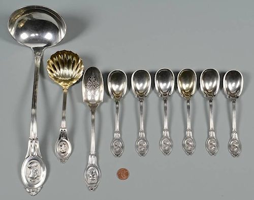 9 PCS MEDALLION SILVER FLATWARE