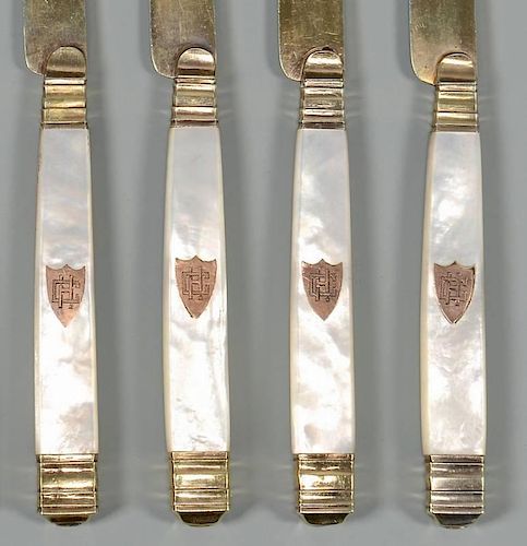 10 FRENCH SILVER GILT KNIVES EX CORDELL 389c0c