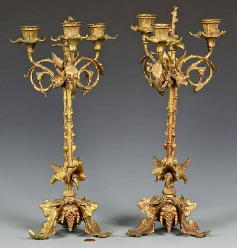 PAIR GILT METAL CANDLEABRAA pair of