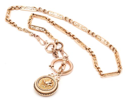 GOLD POCKET WATCH CHAIN REPOUSSE 38752a