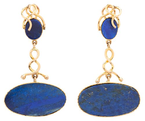 14K GOLD LAPIS DANGLE EARRINGSLadies 387537