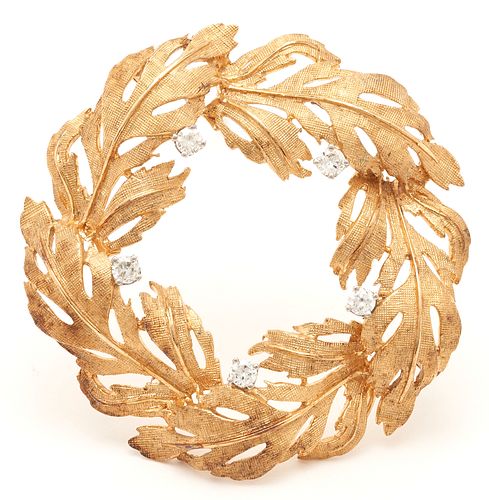 14K GOLD DIAMOND WREATH BROOCHLadies 387545