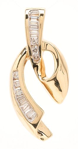 14K GOLD DIAMOND RIBBON PENDANTLadies 38753e