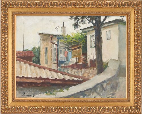 EUROPEAN SCHOOL OIL ON CANVAS TOWNSCAPEEuropean 38755c