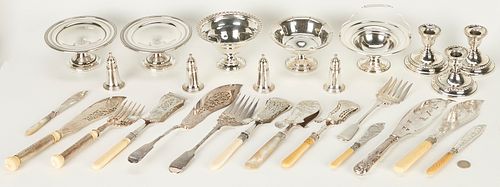 ASSORTED WEIGHTED STERLING & SILVERPLATE