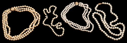 4 14K GOLD PEARL NECKLACES1st 38757f