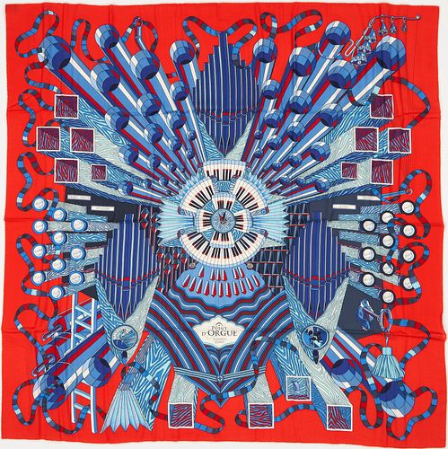 HERMES CASHMERE SCARF, POINT D'ORGUE