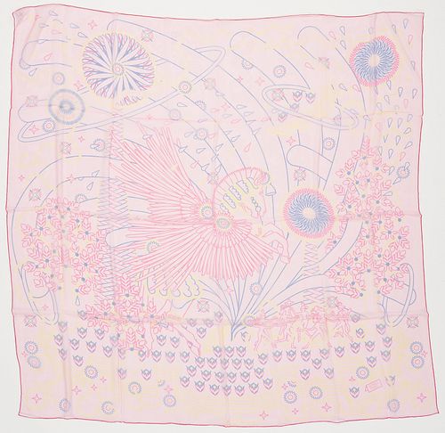 HERMES SILK MUSLIN SCARF LA SOURCE 3875f9