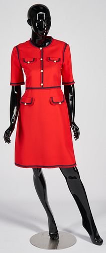 GUCCI RED WOOL SILK MIDI DRESSGucci 38760a