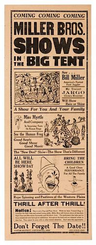 MILLER BROTHERS SHOWS IN THE BIG TENT.Miller