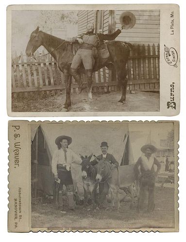 TWO CABINET CARDS OF COWBOYS.Two Cabinet