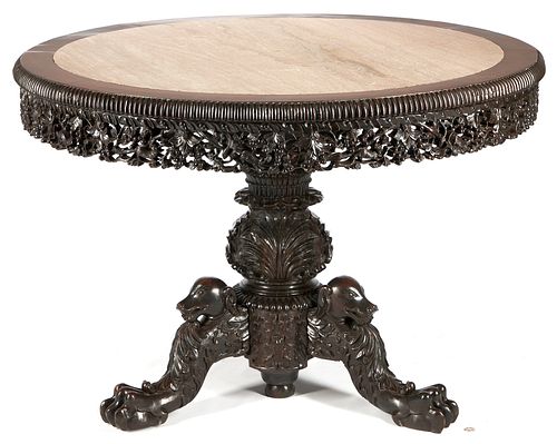 19TH C. FIGURAL CARVED CENTER TABLE