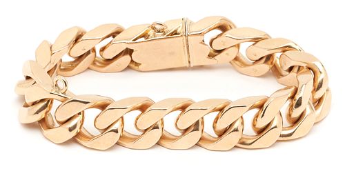 18K GOLD MEN S FLAT CURB LINK BRACELET18K 38781f