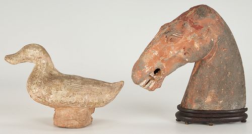 2 ASIAN ARCHAISTIC SCULPTURAL ITEMS,