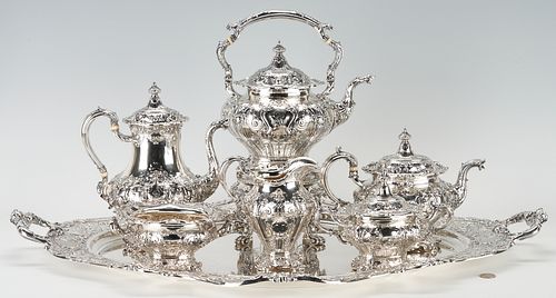 GORHAM 7 PC SILVER TEA SET WITH 387838