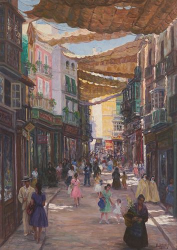 ALFONSO GROSSO O/C STREET SCENE PAINTING,