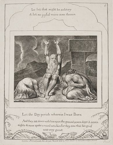 WILLIAM BLAKE ENGRAVING, JOBS DESPAIR,